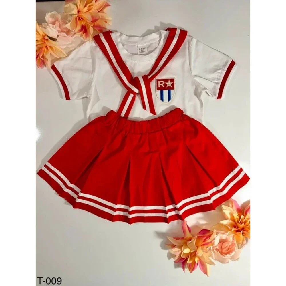 New! sailor-style T-shirt and skirt set 4/5
